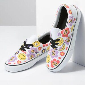 NWB Vans Womens 7 Era Radically Happy White Lace Up Sneakers Flowers